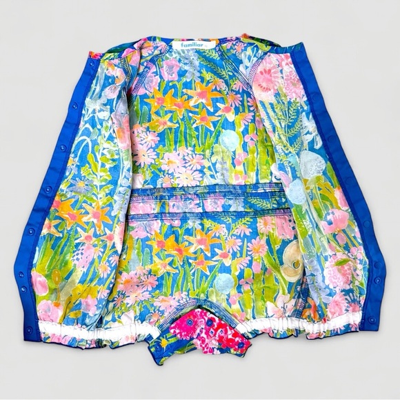 Familiar Japan Luxury Baby Romper 70 / US 6–12M – Vibrant Floral Print – NWOT - Picture 8 of 16